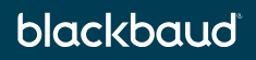 A word mark logo for blackbaud in white letters on a deep blue background.